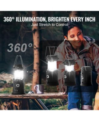 4-Pack Rechargeable LED Camping Lanterns, Solar and USB Charging, Collapsible, Power Bank Function