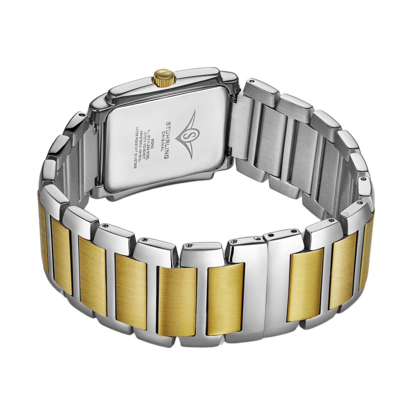 Женские часы Stuhrling Serafine Rectangular Quartz Watch, Two-Tone Case, Mother-of-Pearl Dial & Swarovski Crystal Bezel, цвет: Двухцветный жёлтый — фото 2