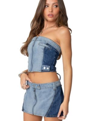 Women's Reni Contrast Denim Zip Up Corset