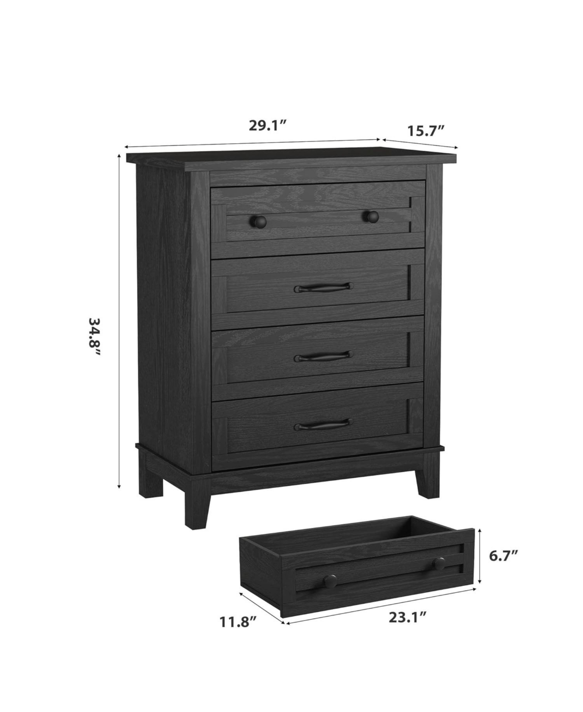 gaomon 4 Dresser for Bedroom, 34.8" Tall Vertical Drawer with Large Storage, Freestanding Wooden Closet Chest Living Room