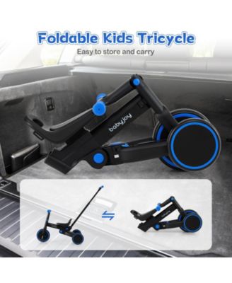 4-in-1 Foldable Toddler Tricycle with Push Handle with Adjustable Seat