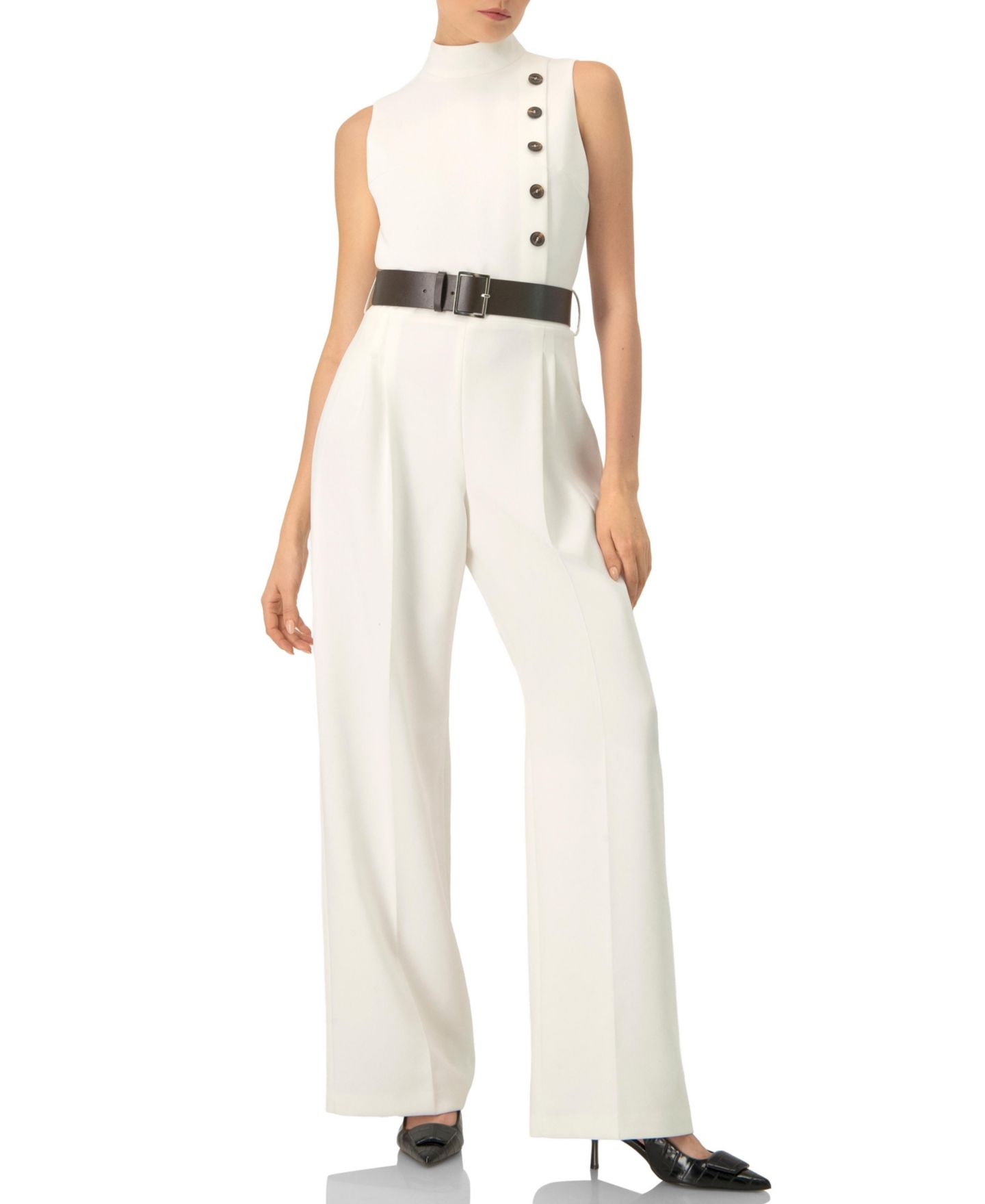 Женский комбинезон Ivonne Sleeveless Belted Jumpsuit, цвет: Слоновая кость — фото 1
