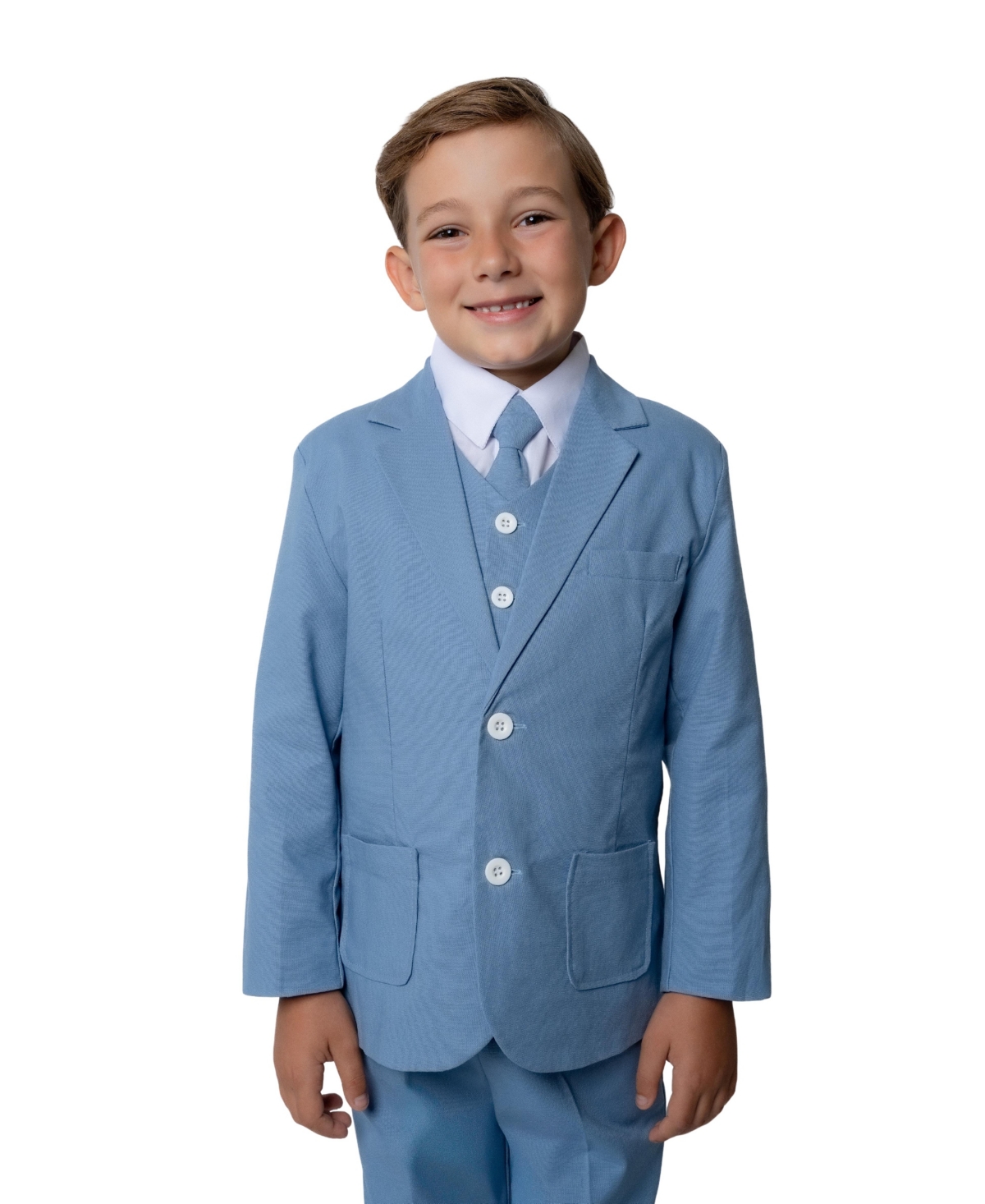 Peanut Butter Collection Little Boys Joey Safari Linen 5-Piece Shirt, Tie, Jacket, Vest and Pants Suit Set
