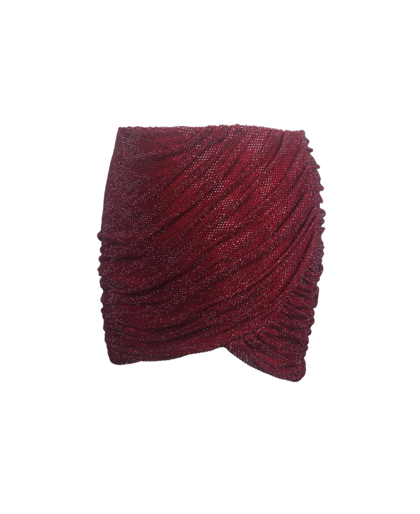 Женская юбка Miss Circle Darleen Crimson Rhinestone Mesh Low Waist Ruched, цвет: Бордовый — фото 9