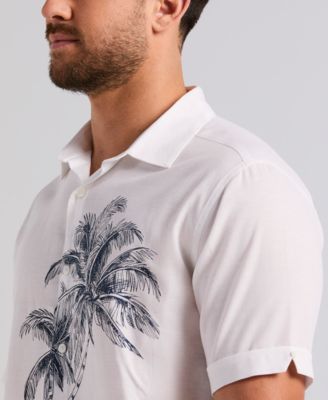 Men's Linen-Blend Island Scenic Print Shirt