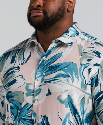 Men's Big & Tall Leaf Print Short-Sleeve Shirt