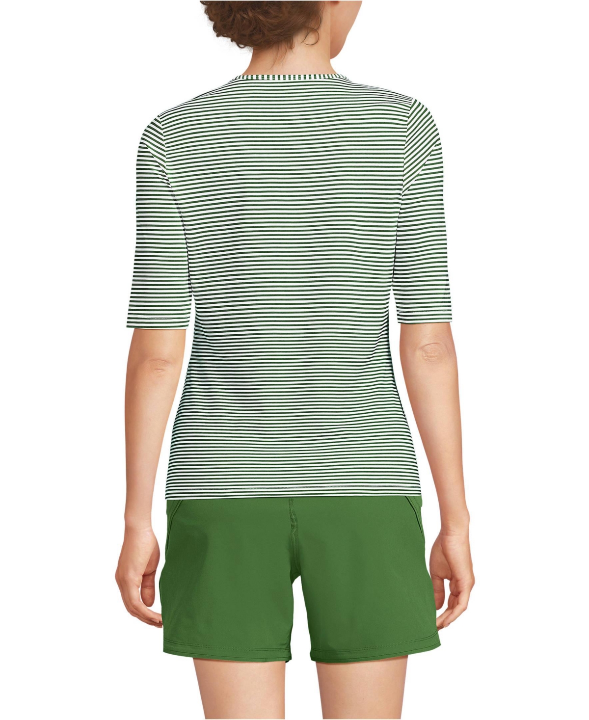 Draft - Lands' End Women's SunShade Upf 50 Elbow Sleeve Rash Guard Swim Tee