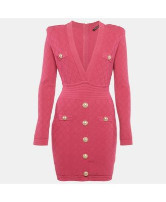 Women's Jacquard Knit Button Detail Mini Dress