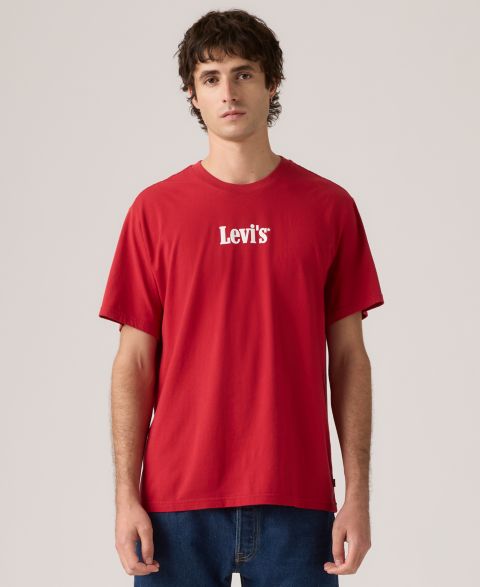 Мужская футболка Levi's Relaxed-Fit Box Tab Logo Crewneck, цвет: Красный