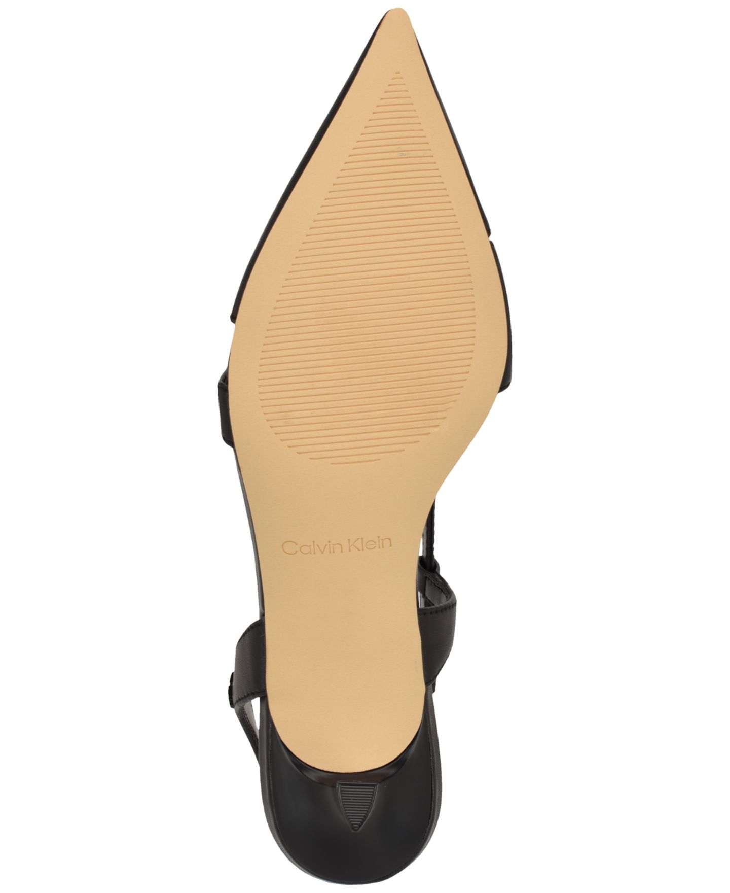 Женские туфли Calvin Klein Arlanna Asymmetrical Kitten Heel Slingback Pumps, цвет: Чёрный кожаный — фото 5