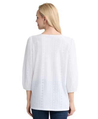 Petite 3/4-Sleeve Round Neck Top