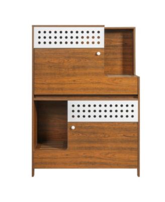 Modern 2-in-1 Cat Furniture: Litter Box Cabinet & Cat House Side Table with Storage