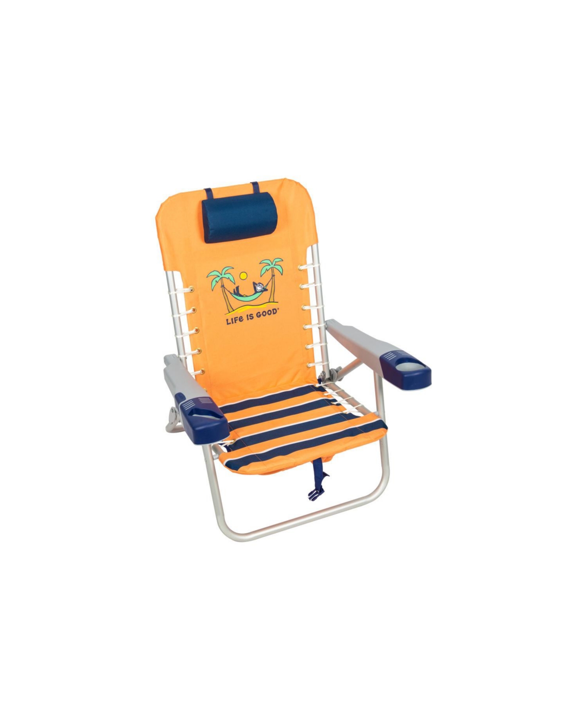 Life Is Good 4-Position Backpack Pillow And Cup Holder Beach Chair