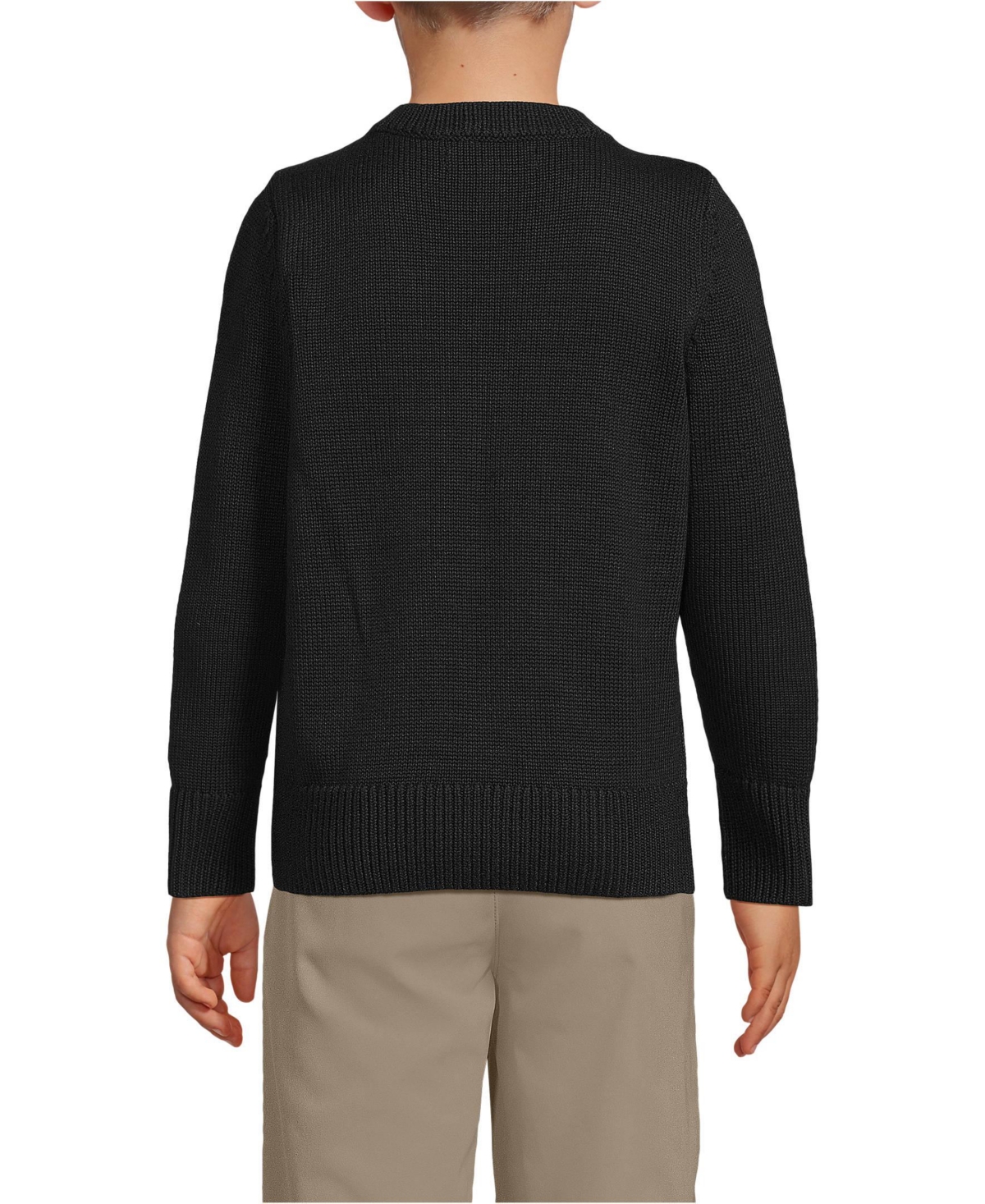 Lands' End Boys Cotton Modal Button Front Cardigan Sweater