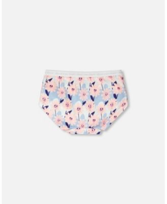 Girl Cotton Boyshort Panty Smiling Flower Print