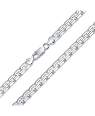 Heavy Solid 7MM Fancy Franco Square Chain Necklace Greek-Key Design Sterling Silver 20 Inch