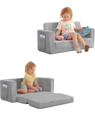 Toddler Nestle Sofa, 2-in-1 Convertible Sofa to Lounger, Low to Floor Design, Machine Washable Fabric Cover