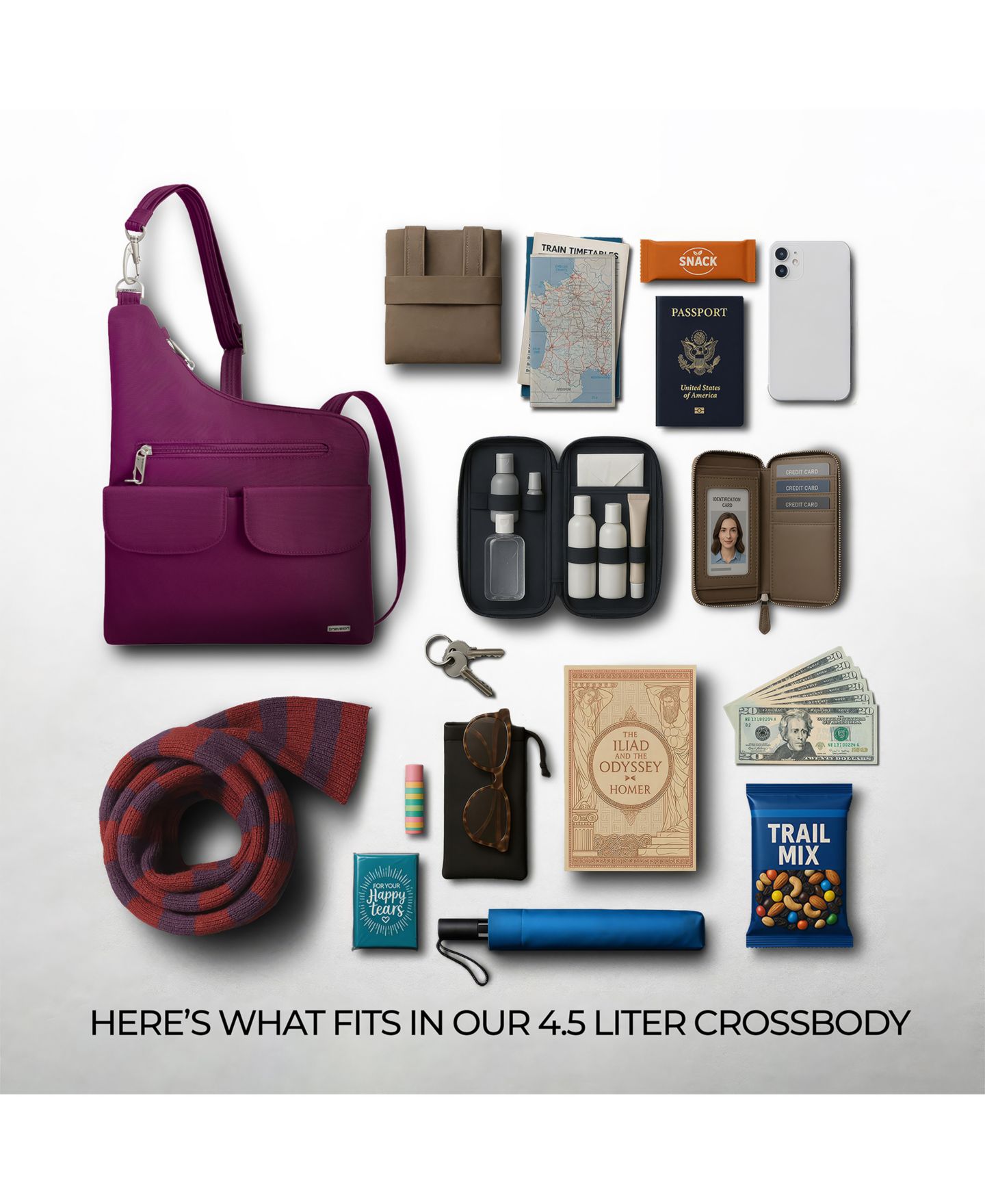 Женская сумка Travelon Anti-Theft Classic Crossbody, цвет: Бордовый — фото 17
