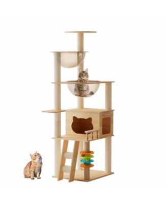 59" Modern Cat Tower - Sisal Posts + Acrylic Hammock