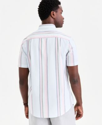 Men's Short-Sleeve Striped Oxford Shirt