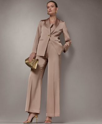 Women's One-Button Blazer and Wide-Leg Pants