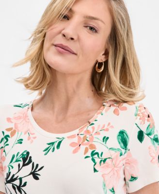 Women's Printed Scoop-Neck Short Sleeve Top