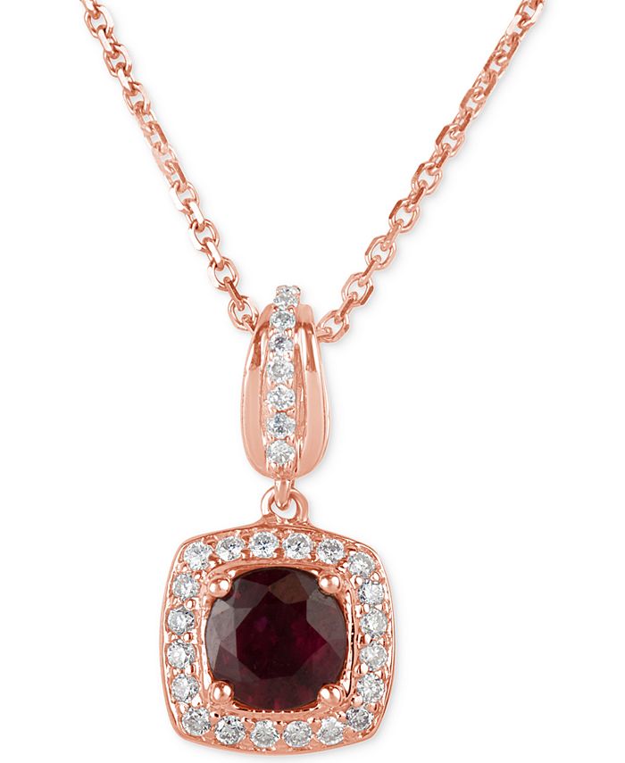 Macy's Ruby (3/4 ct. t.w.) and Diamond (1/5 ct. t.w.) Square Drop ...