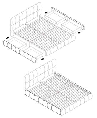 Queen Upholstered Bed Frame with Headboard and Storage Drawer, Chenille Fabric Queen Size Platform Bed with Solid Frame, No Box Spring Needed