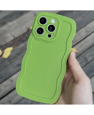 Green Plain Wavy iPhone 14 Pro Case