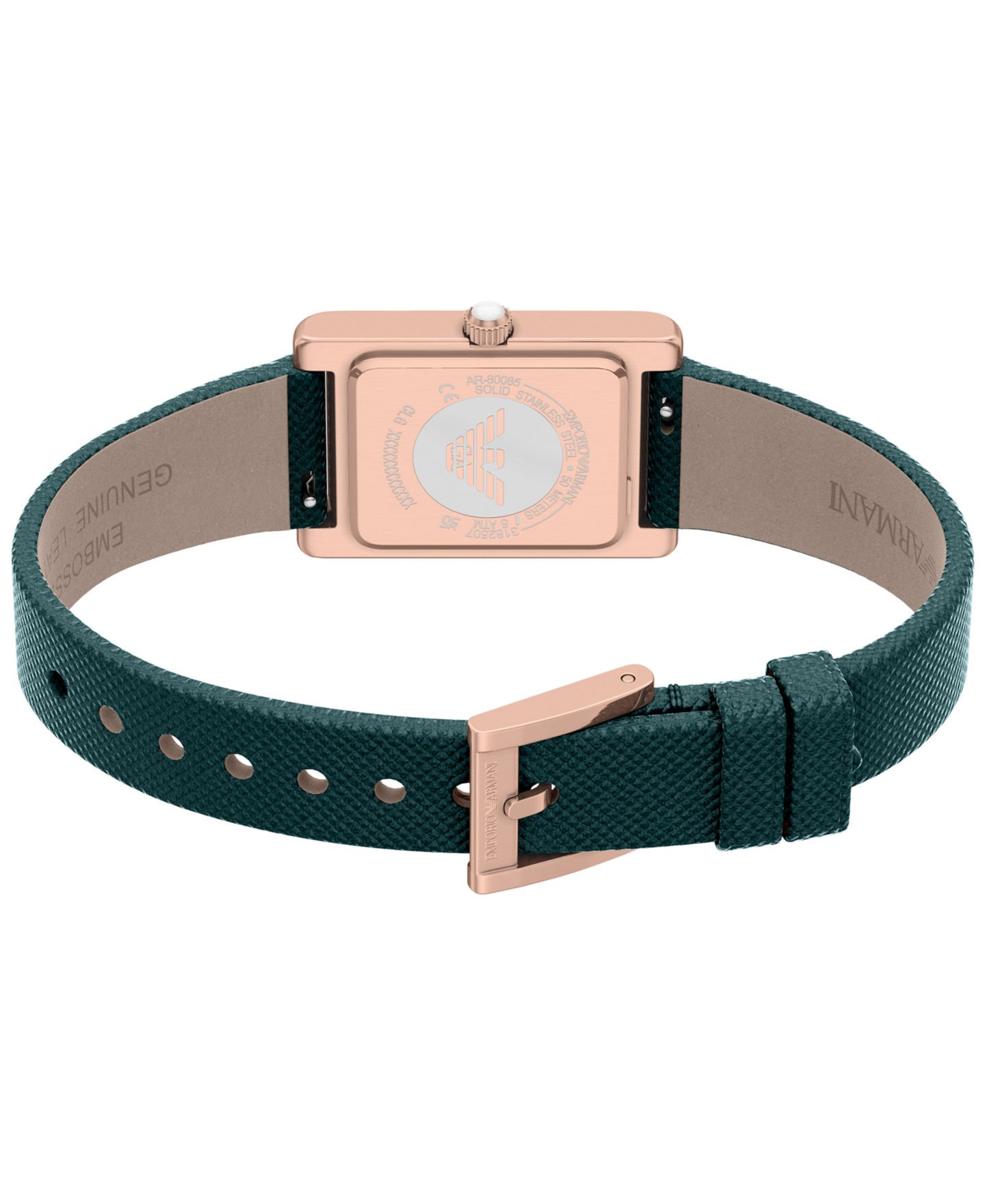 Женские часы Emporio Armani Quartz Two-Hand Green Leather Watch, 32mm — фото 5