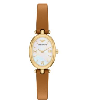 Women's Quartz Two-Hand Brown Leather Watch, 28mm