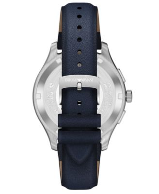 Men's Quartz Chronograph Blue Leather Watch, 42mm