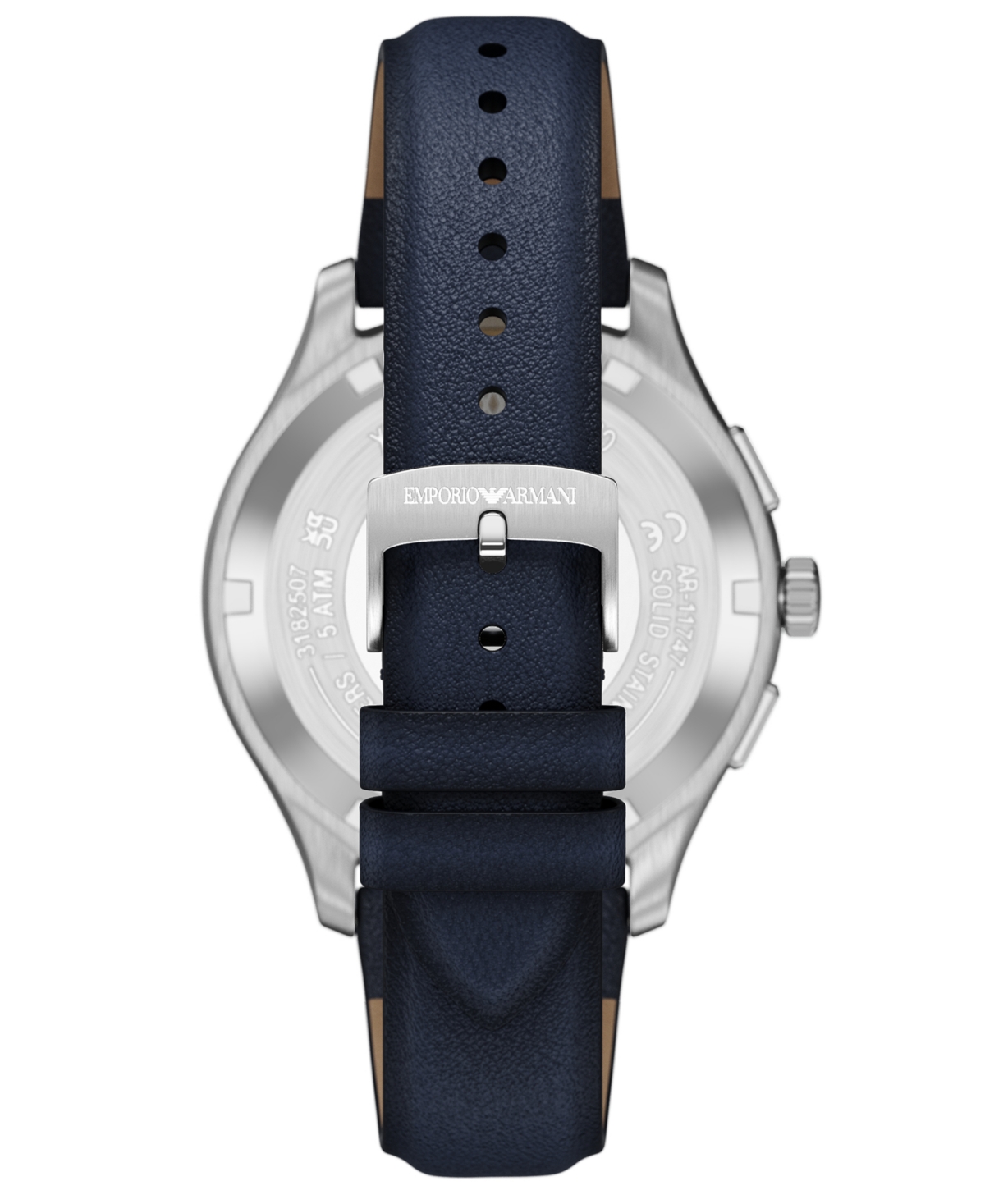 Emporio Armani Men's Quartz Chronograph Blue Leather Watch, 42mm