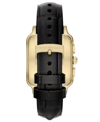 Men's Quartz Chronograph Black Leather Watch, 38mm