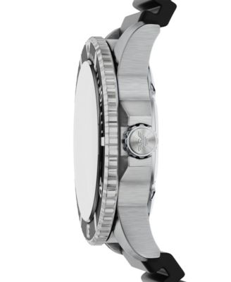 Men's World Explorer Solar Three Hand Black Silicone Watch, 42mm