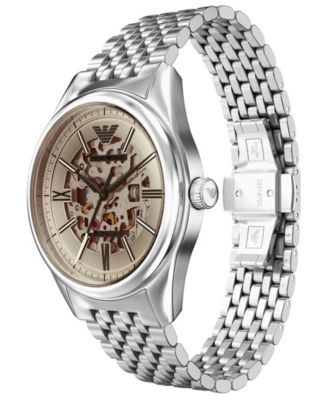 Men's Automatic Three-Hand Silver Stainless Steel Watch, 43mm