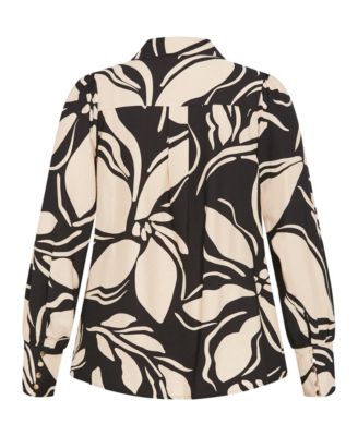 Plus Size Bella Mono Print Long Sleeve Shirt