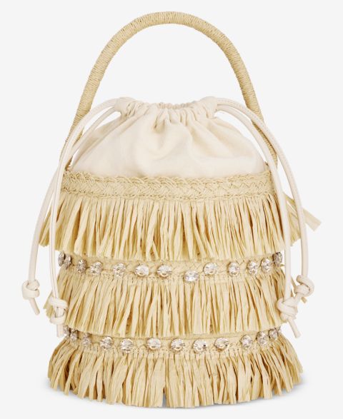 Женская сумка I.N.C. International Concepts Fringe And Crystal Mini Bucket, цвет: Натуральный