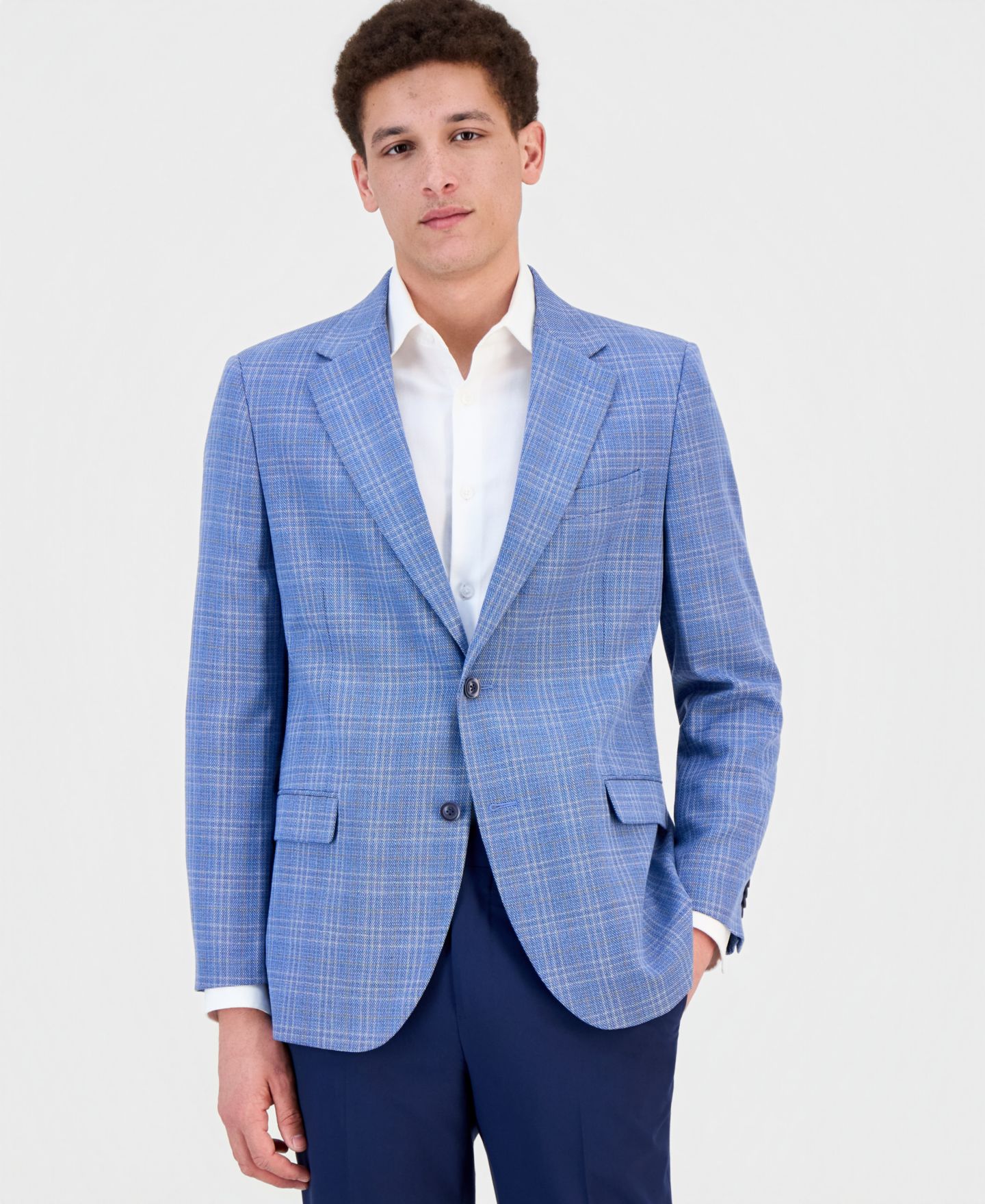 Мужской пиджак Nautica Modern-Fit Sport Coat, цвет: Синий клетчатый — фото 2