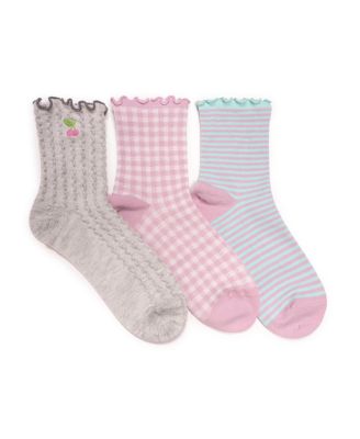 Women's Embroidered Quarter Crew Socks, 3 Pair Pack