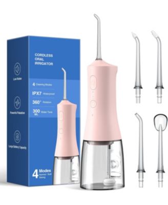 300ml Cordless Water Flosser with 4 Jet Tips, Portable Water Dental Flossers, Rechargeable Oral Irrigator with 4 Modes for Home Travel