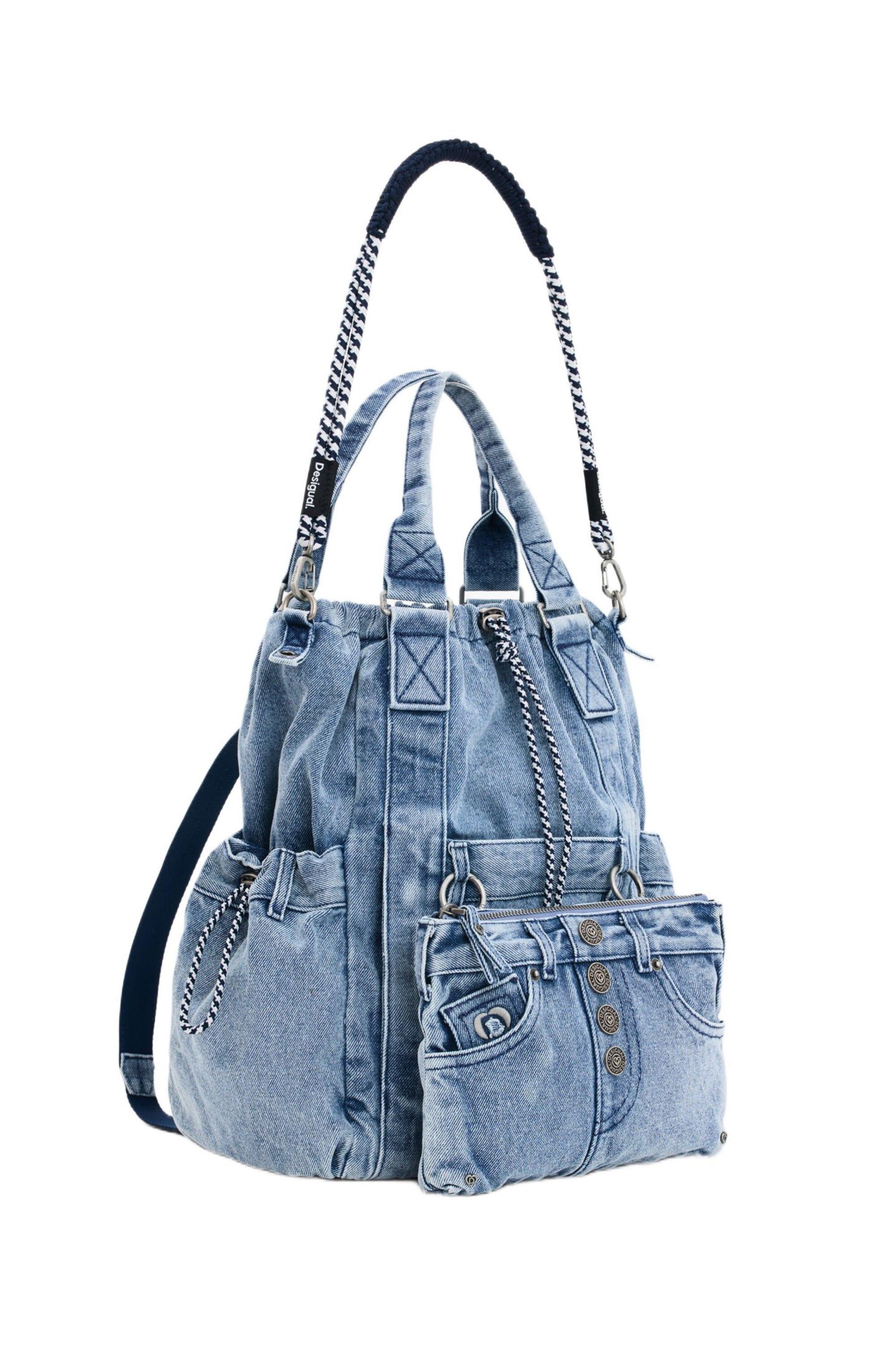 Рюкзак Desigual Multi-position denim, цвет: Средний синий — фото 2