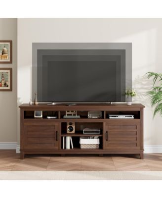 TV Stand, Entertainment Center with Adjustable Shelves, Farmhouse TV Stand with Cabinet Doors,for Living Room
