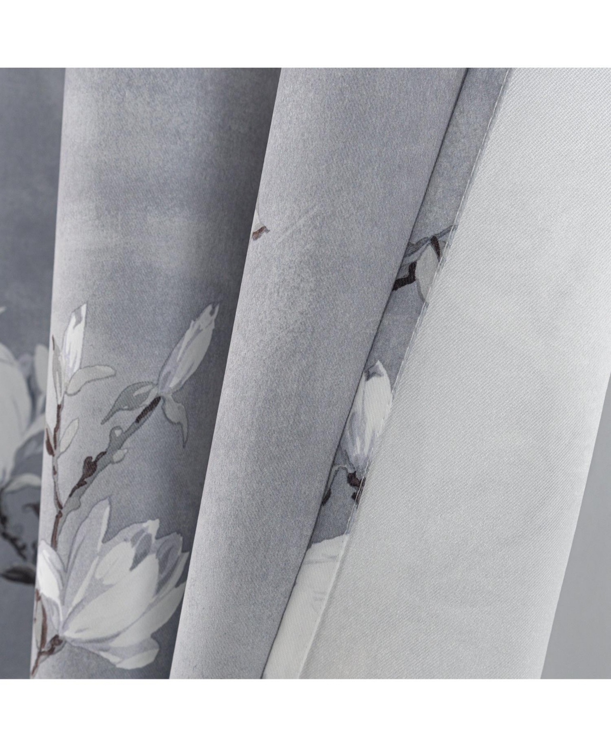 Olivia Gray Blossom Printed Blackout Grommet Curtain Panel