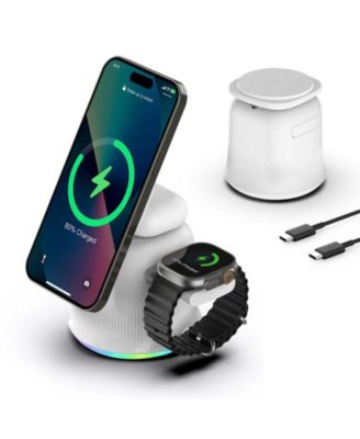 3-in-1 Wireless Charger with MagSafe - Compatible with Phone, Earphones and Watch, Magnetic Foldable Stand for Apple