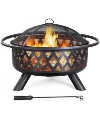 Rounded Outdoor Iron Fire Pit Wood Burning Heating for Bonfire