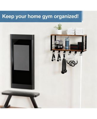 2 Tier Wall Mount Home Gym Rack - Stylish, Heavy-Duty Storage for Fitness Accessories
