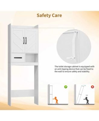 Over The Toilet Cabinet, Bathroom Storage Organizer, FreeStanding Toilet Shelf for Bathroom, Restroom, Laundry, with Paper Storage