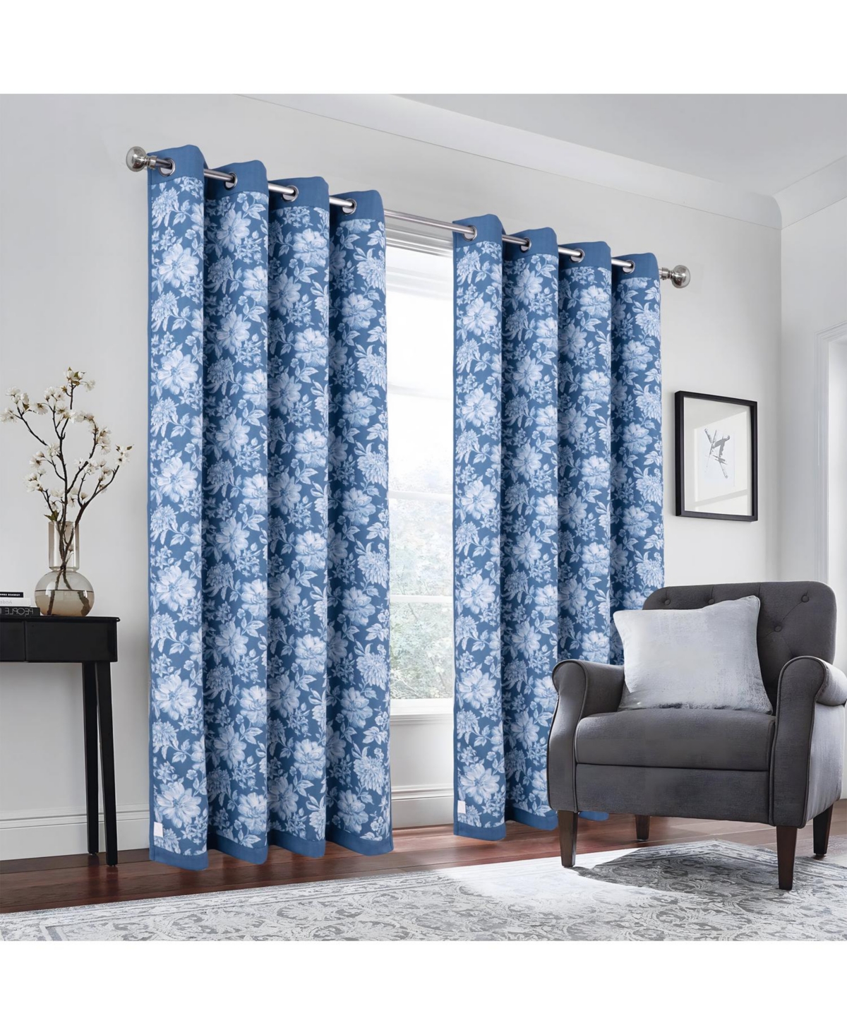 Olivia Gray 100% Polyester 190 Gsm Eloise Reversible Blackout Grommet Curtain Panel 54" x 84"