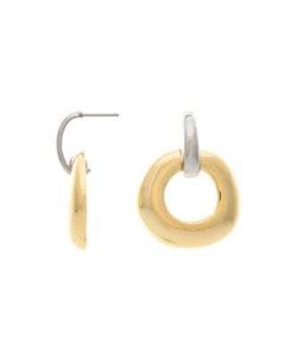 Two Tone Front Facing Hoop Earrings